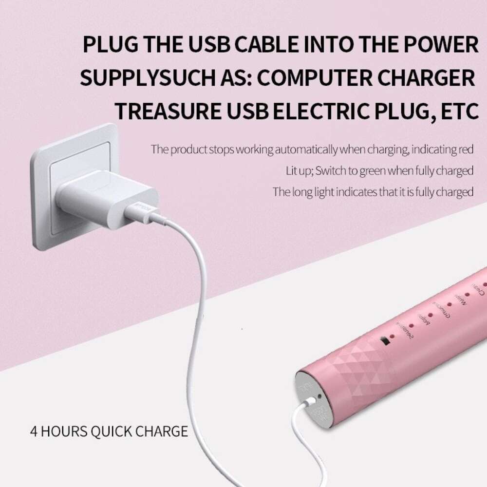 Jianpai Blue Pink Adult 5-gear Mode USB Charging IPX7 Waterproof Sonic Electric Toothbrush F618-15
