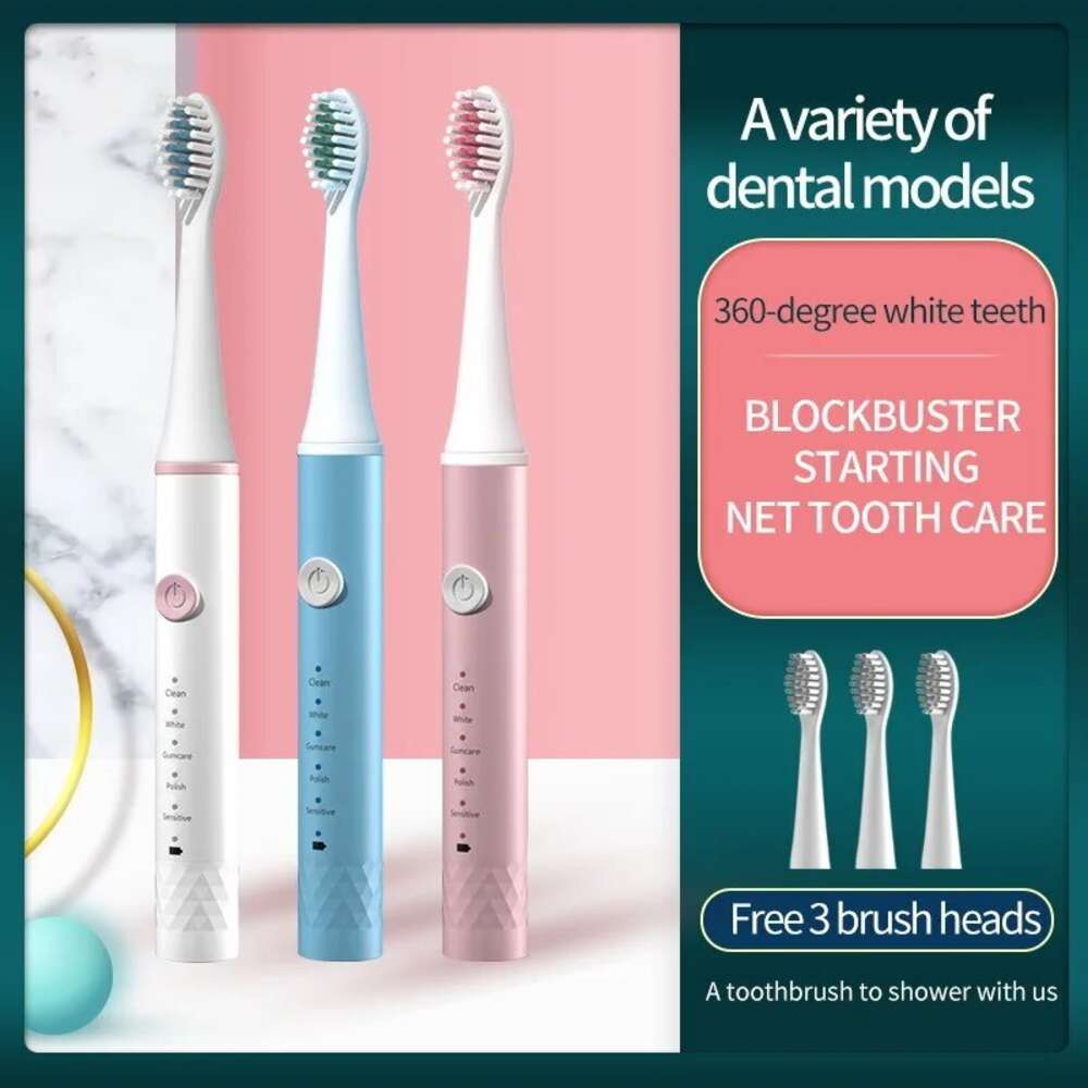 Jianpai Blue Pink Adult 5-gear Mode USB Charging IPX7 Waterproof Sonic Electric Toothbrush F618-18