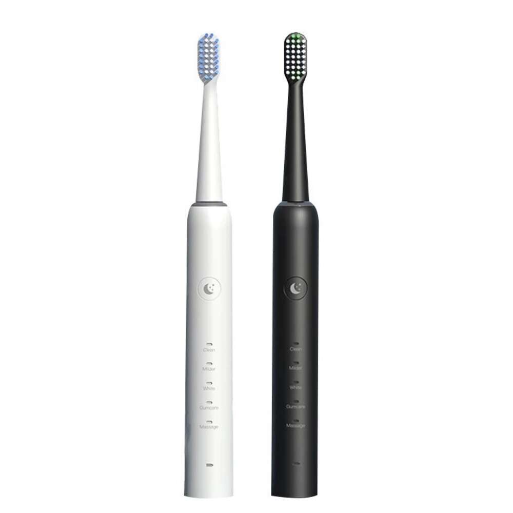 Jianpai Hollow Cup Acoustic Electric IPX7 Waterproof Black and White Body 6 Brush Head Automatic Toothbrush F618-28