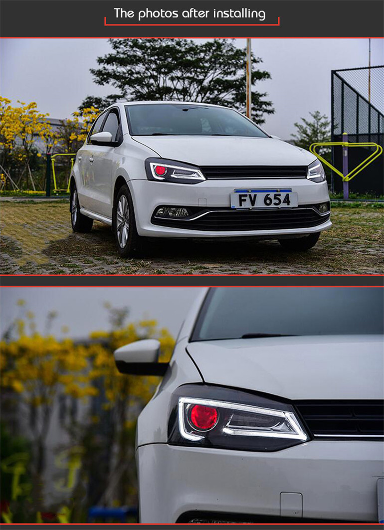 For VW Polo Headlight 2010-20 18 Vento Turn Signals LED Daytime Running Lights New Upgrade Headlamps