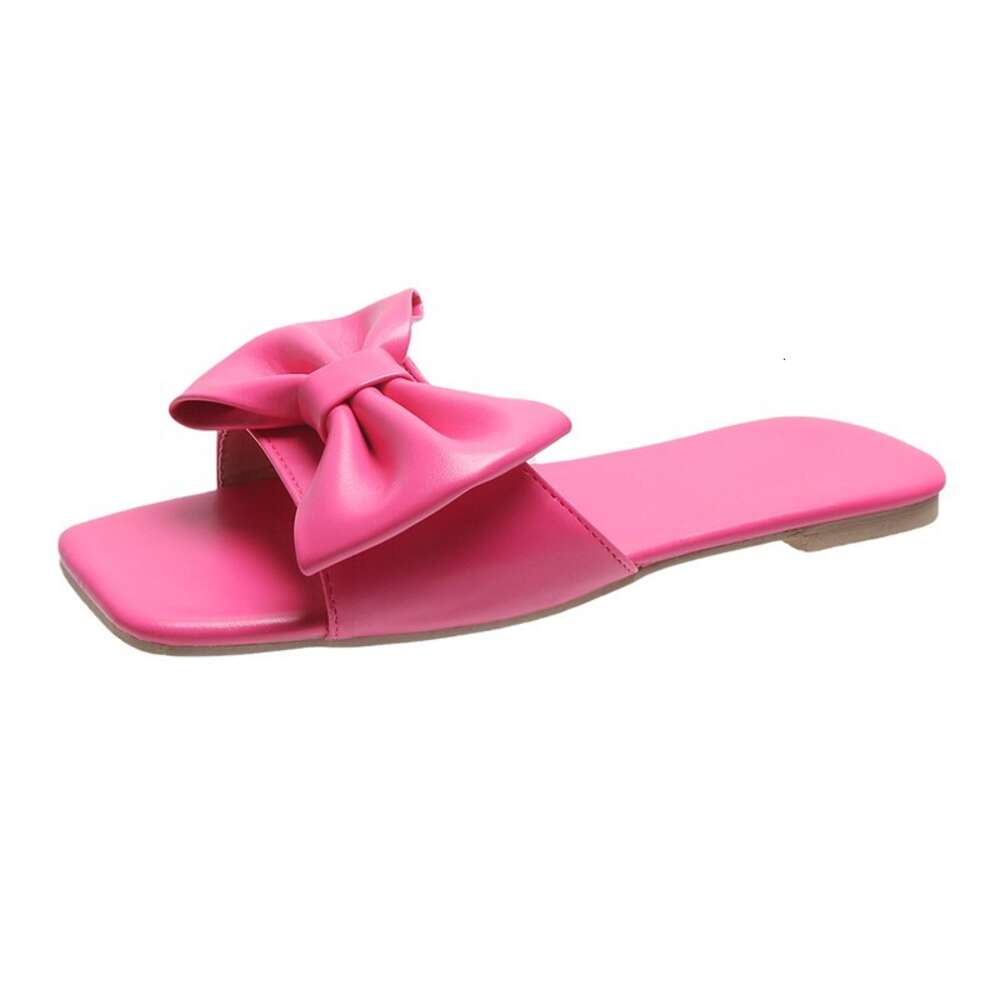 Jelly Slippers 2023 Summer New Fashion Bow Candy Color Daily Leisure Flat Bottomed Outdoor Holiday Women's Beach Sandals