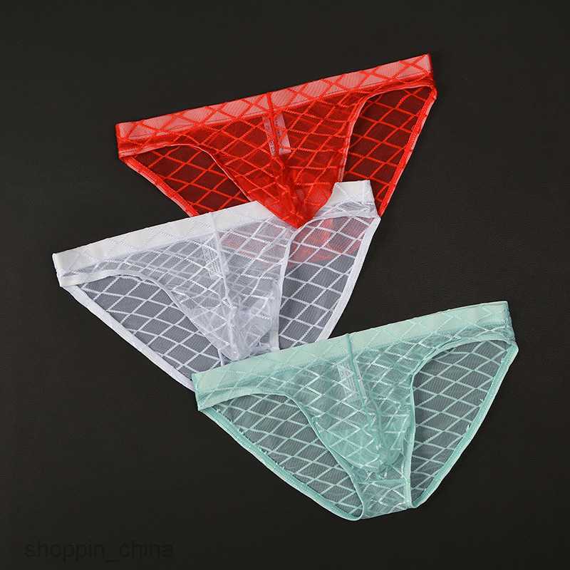 Mens Boxer sexy Underpants brief male Underwear Mesh Thin Transparent Triangle Pants Comfortable and Breathable Summer Men Youth Shorts Head
