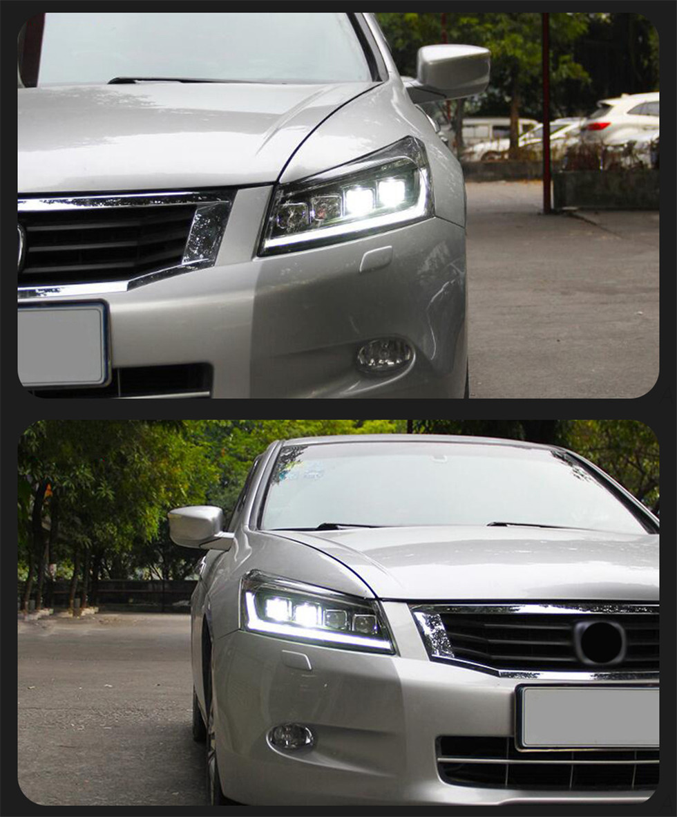 LED Headlight for Accord 2008-2012 Dynamic Signal LED DRL Hid Head Lamp Angel Eye 4 lens Headlights