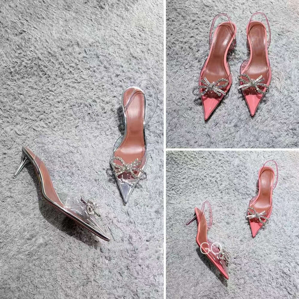 Brand Fashion Transparent PVC Women Pumps Rhinestones Slingbacks Stiletto High Heels Elegant Summer Office Lady Shoes