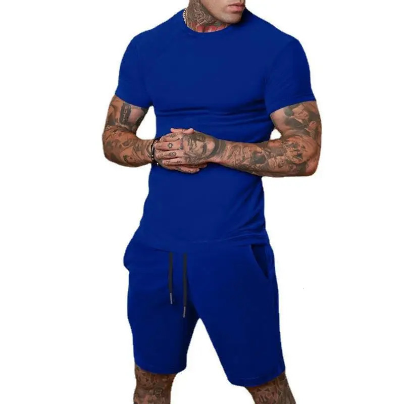 Men's Tracksuits Mens T-Shirt Sets And Shorts Fashion Mens T-shirt Short SleeveShorts 2-Piece Set Oversized Casual Beach Sport Man Suit 240617