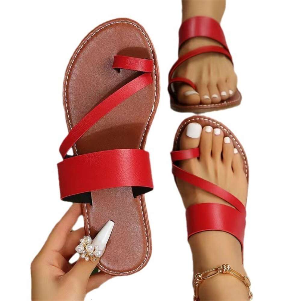 New Summer Large Size Shoes Set Toe Fashion Comfortable Flat Heel Women's Sandals Slippers