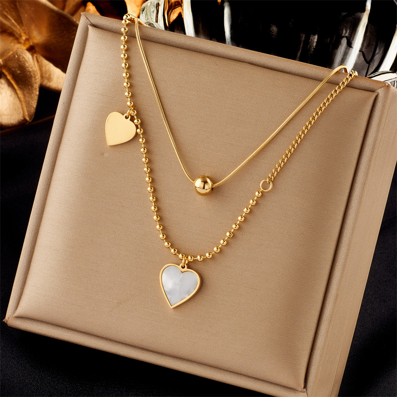 Stainless Steel Heart Butterfly Moon Lock Necklace Pendant 18k Gold Chain Stacking Necklaces Choker Collar Woman Girls Gift Summer Fashion Luxury Desi
