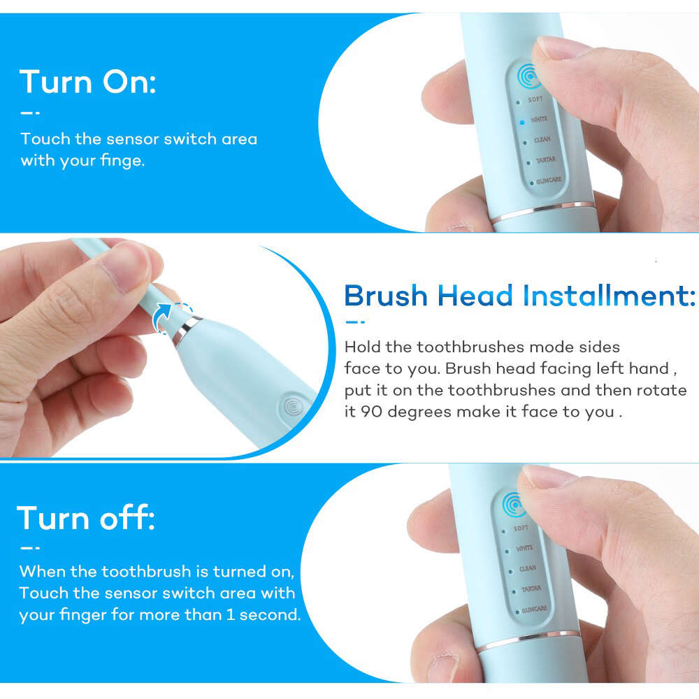 Electric Toothbrush 5 Gear Modes Wireless Plaque Organic Whitening Kit Calculus Scaler Dental Mirror for Teeth F618-30