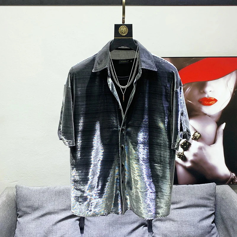 PFHQ Summer Mens High Quality Shirts Thin Ins Personalized Contrast Color Chemise Hommes De Luxe Temperament Original 21Z1293 240617