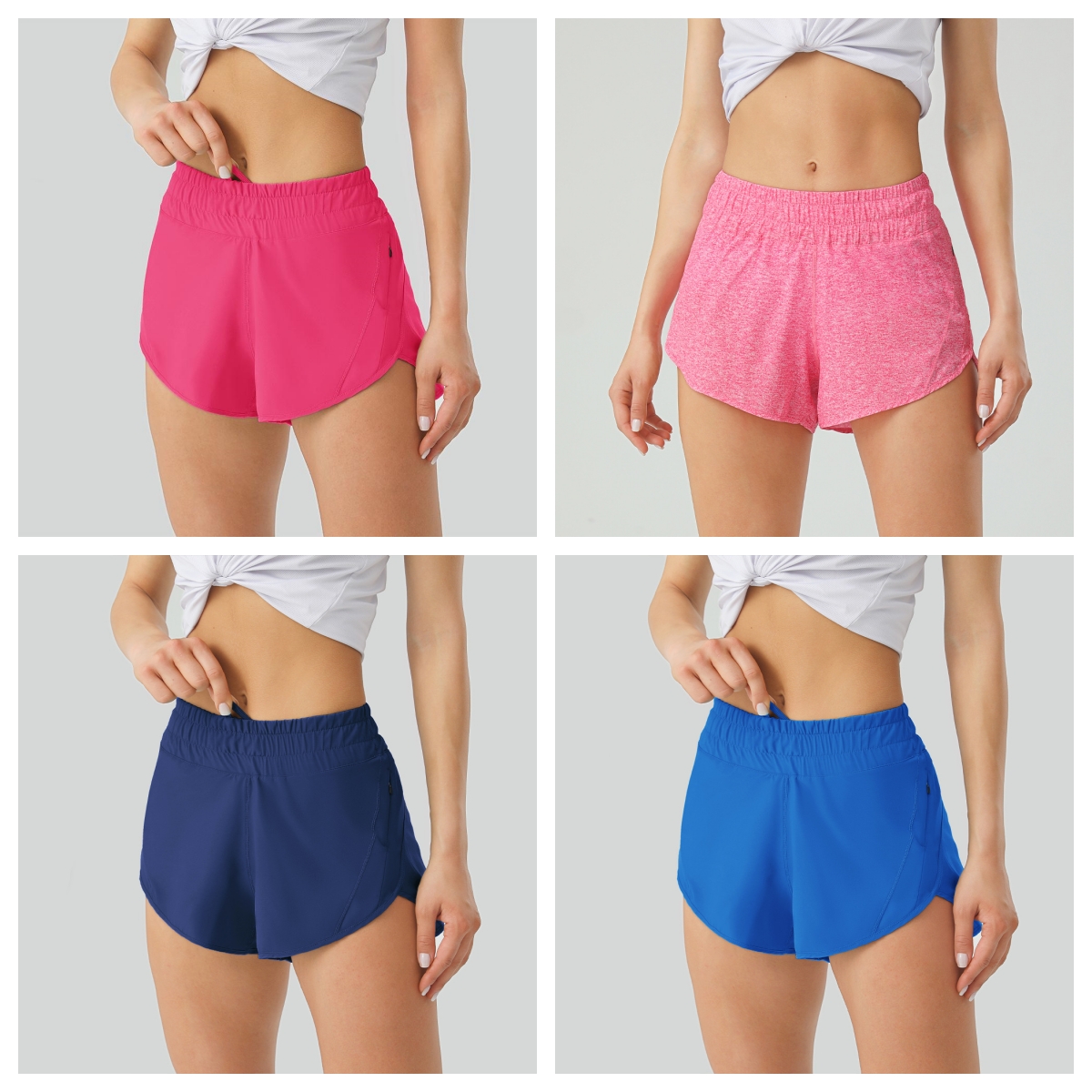 UU-2037 Womens Sports Yoga Shorts High-Rise Lined Pockets Shorts Fitness Wear Women Short Pants Girls Running Elastic 2.5 inch Inseam Track Shorts