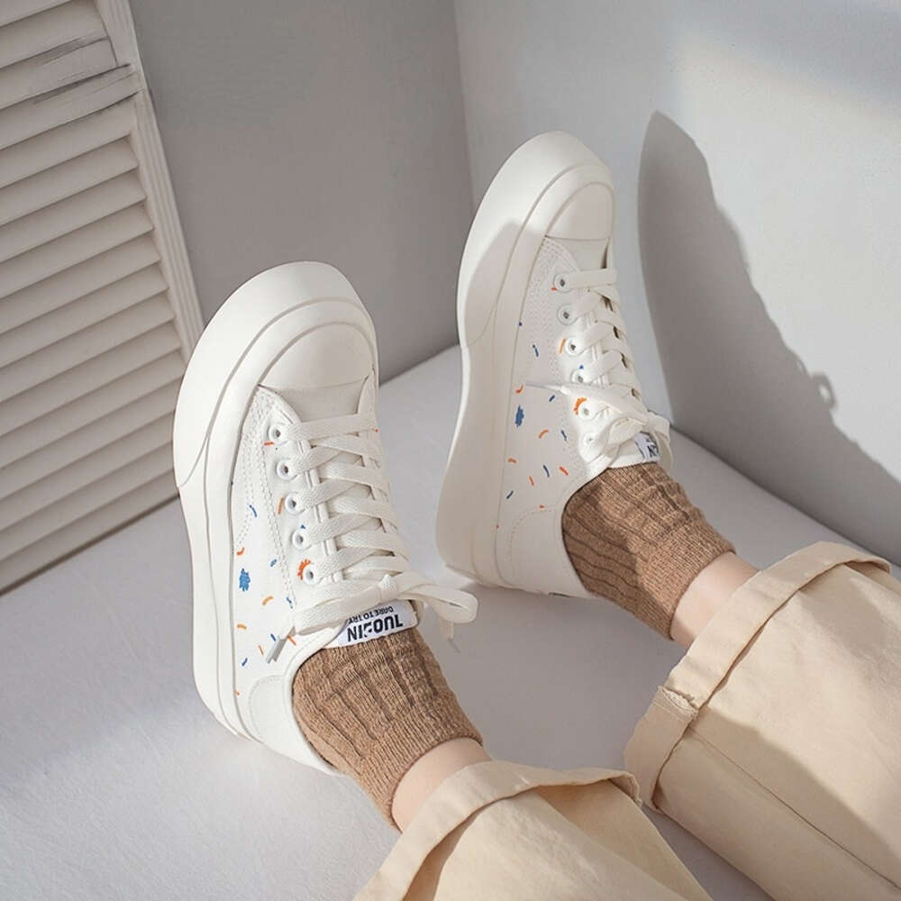 Superone canvas Japanese ugly cute I women's new summer and autumn breathable white shoes