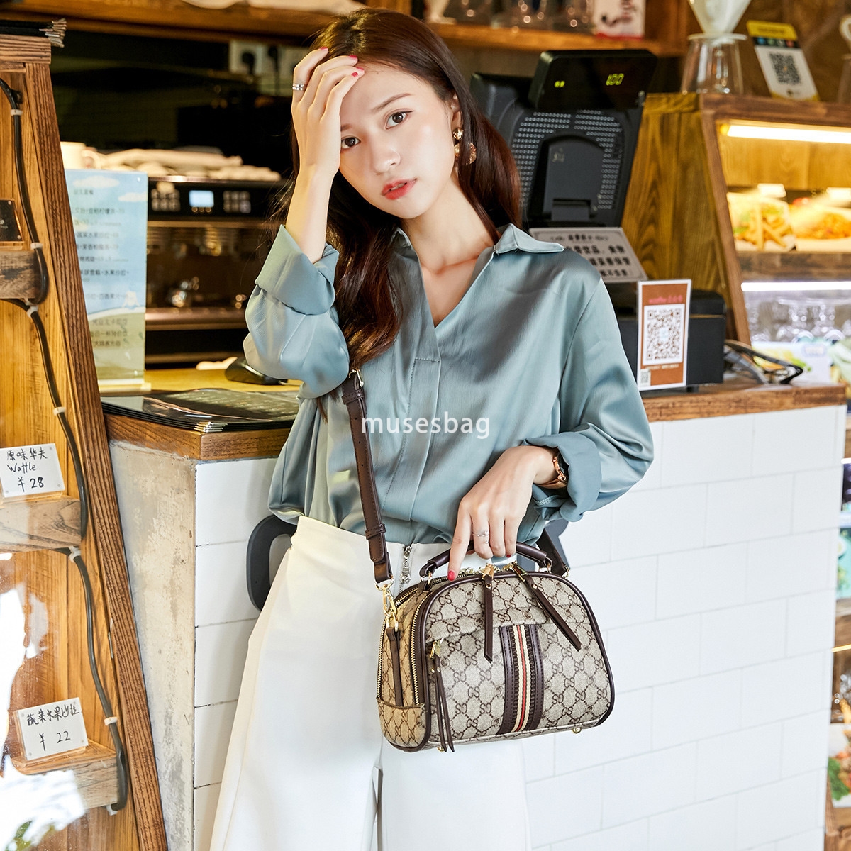 New European and American retro fashion niche design celebrity retro handbag handbag with contrasting color single shoulder women bag crossbody bag