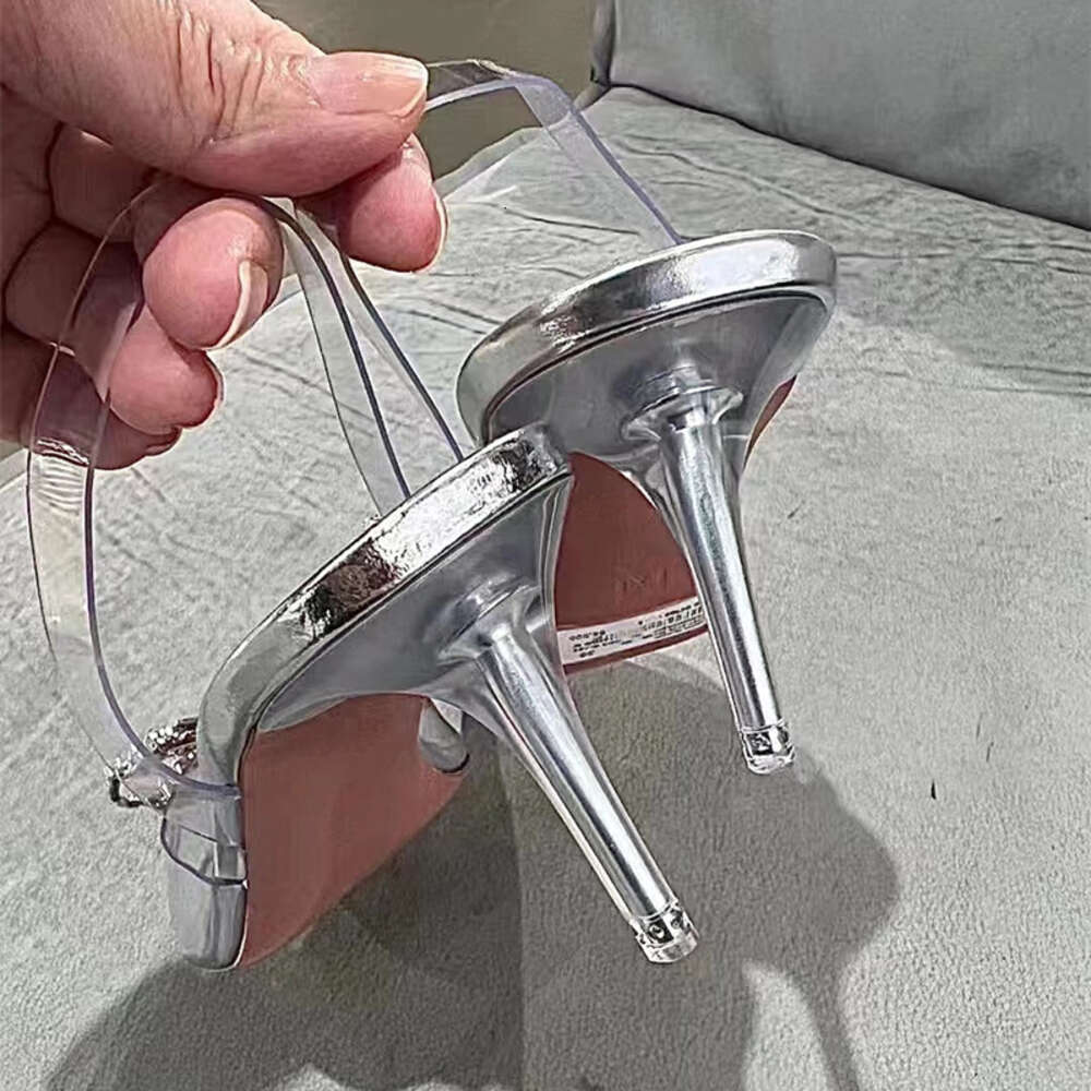 Brand Fashion Transparent PVC Women Pumps Rhinestones Slingbacks Stiletto High Heels Elegant Summer Office Lady Shoes