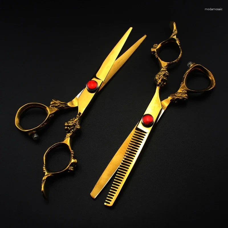 Gold Dragon Hair Cutting Scissors Haircut Thinning Barber Haircutting Shears Hairdresser free shipping