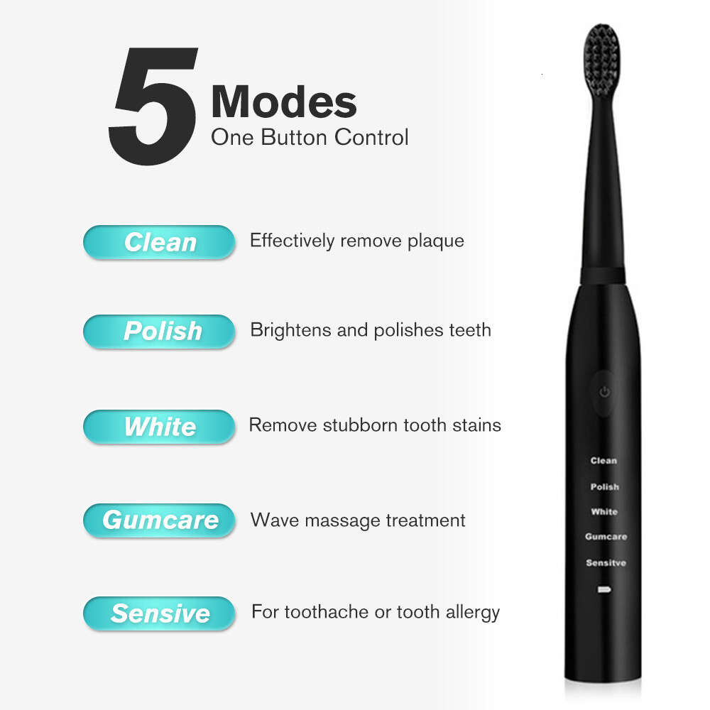 Super Sonic Electric Toothbrush for Adults Kid Smart Timer Whitening IPX7 Waterproof USB Charge Replaceable Brush Head J110 J209 F618-15