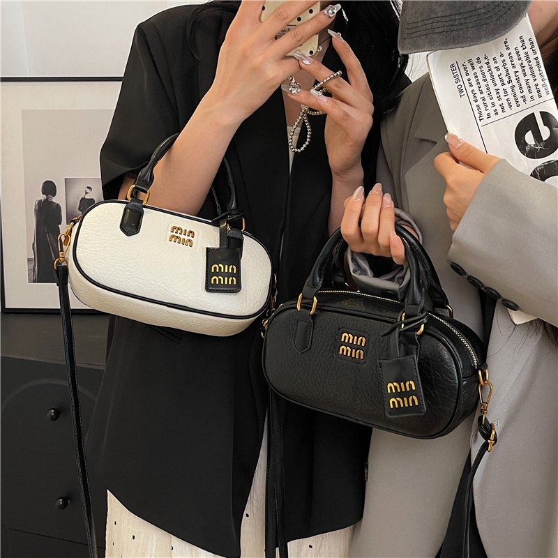 Women's Solid Color Small Square PU Leather Bowg Crossbody Bag 4 730df