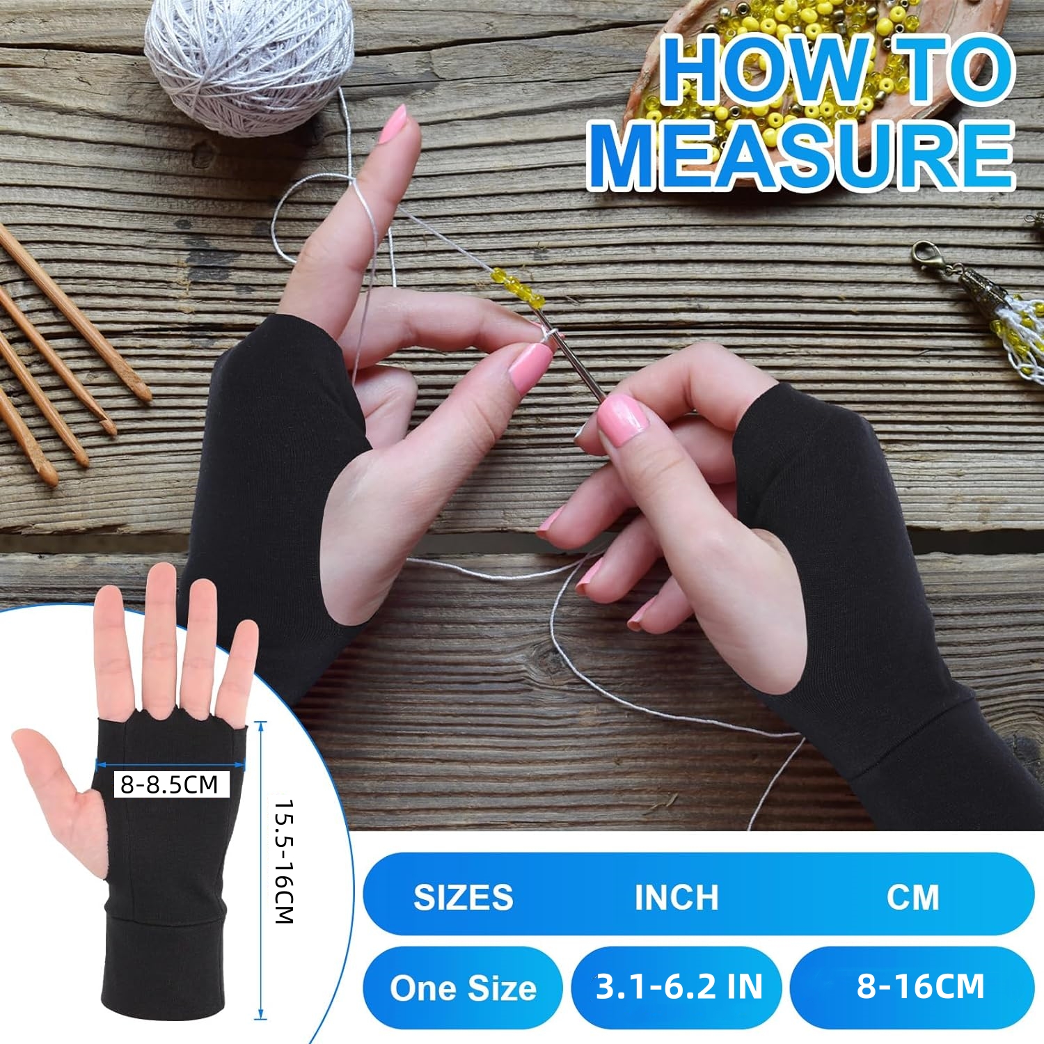 Pressure reducing gloves, fingerless gloves, outdoor gloves for crochet sewing gloves