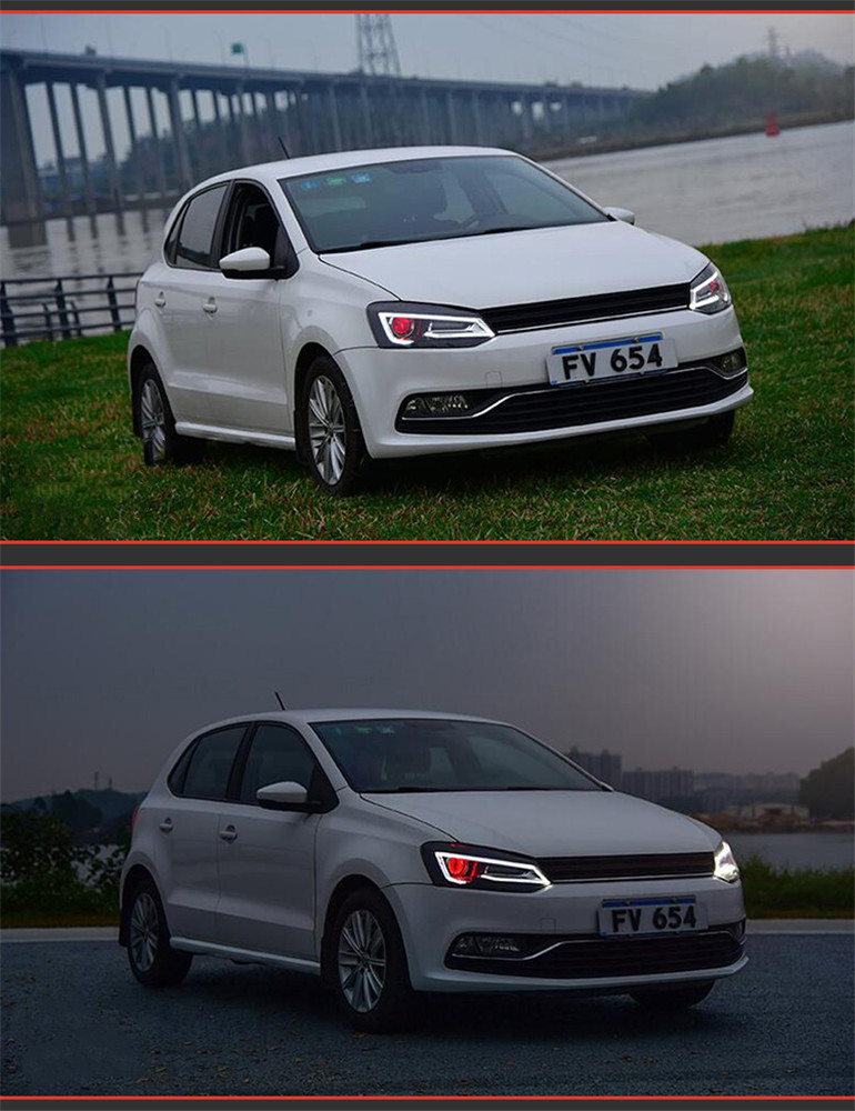 For VW Polo Headlight 2010-20 18 Vento Turn Signals LED Daytime Running Lights New Upgrade Headlamps