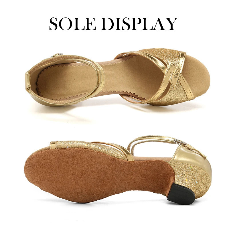 Women Shoes Latin Dance Shoes for Woman Girls Ladies Ballroom/Outdoor Modern Tango Dancing Shoes Salsa Heeled Sandals Glitter 240617