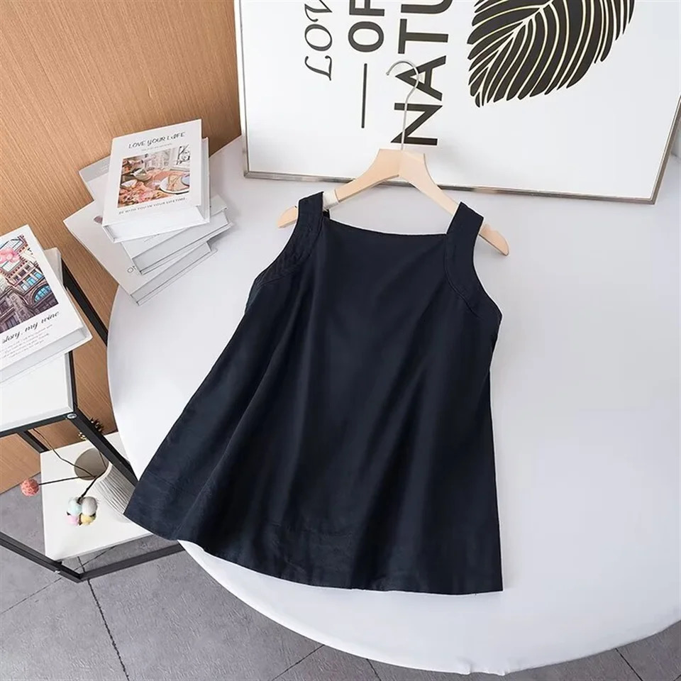 Cos Lris Summer Womens Clothing Casual Versatile Loose Back Bow Decorated Sleeveless Camisole Top 240617