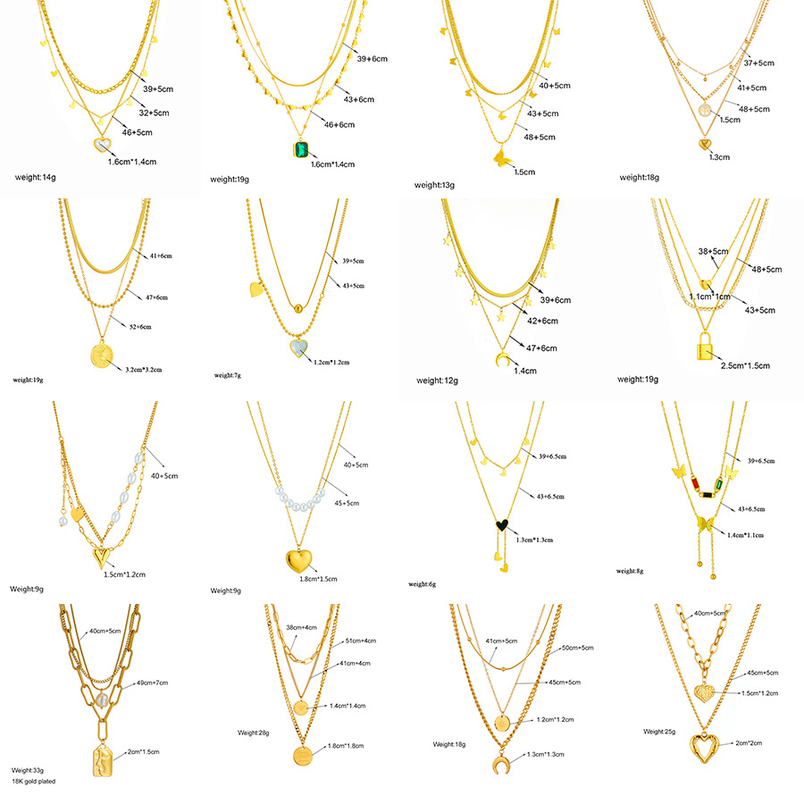 Stainless Steel Heart Butterfly Moon Lock Necklace Pendant 18k Gold Chain Stacking Necklaces Choker Collar Woman Girls Gift Summer Fashion Luxury Desi