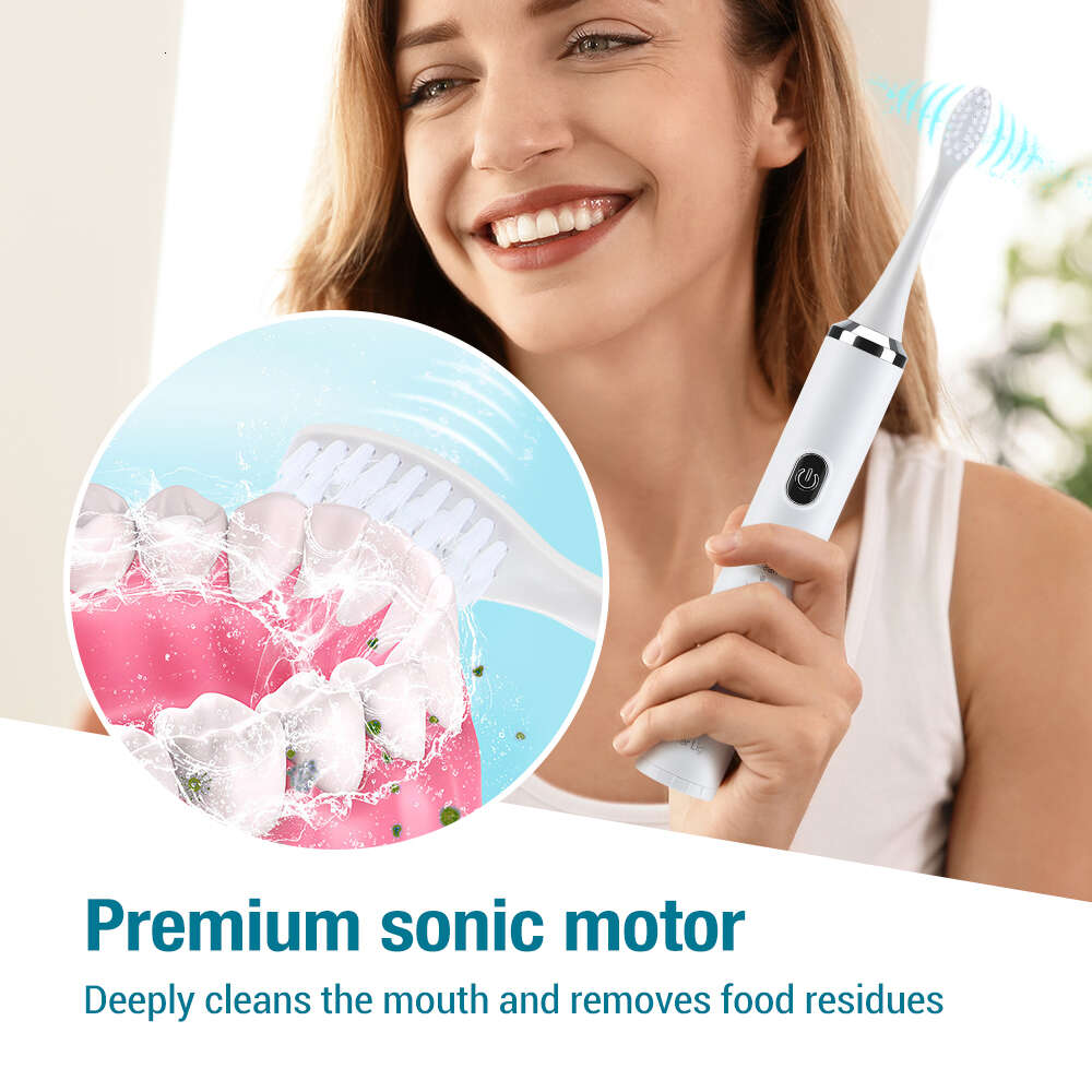 Portable Sonic Electric Adult Smart Tooth Brush Teeth Whitening USB Rechargeable Toothbrush with 3 Replacement Heads F618-15