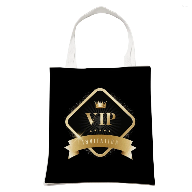 2025 NEW Shopping Bags Wholesale Black Vip Fashion Business Shoulder Bag For Girl Reusable Double Print Casual Children Canvas Tote Handbag zhanyishen