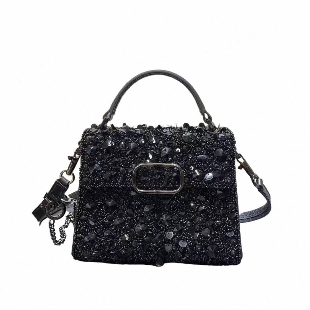 top Quality Designer Brand Purse New Handmade Sequin Embroidery Chain Mini Handbag Single Shoulder Crossbody Bag Women q27T#