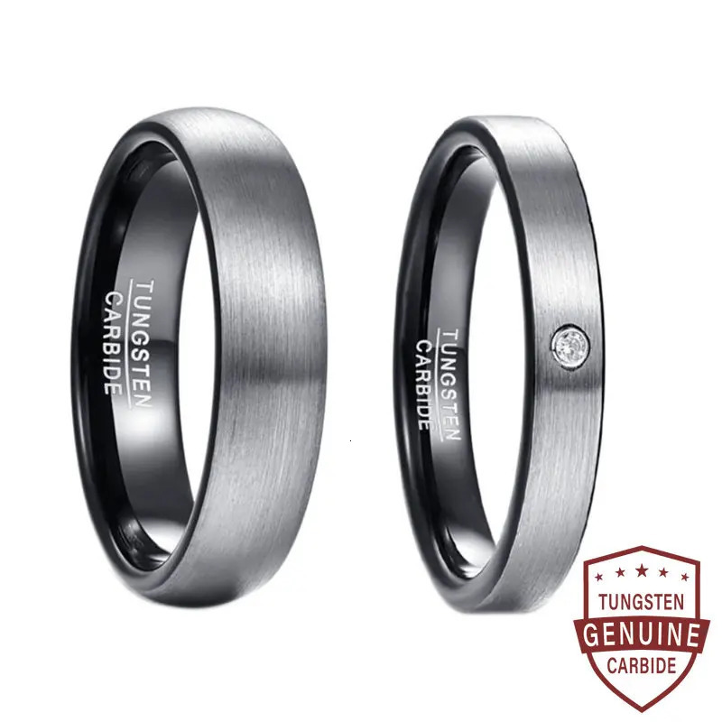 Nuncad 6mm 4mm Tungsten Carbide Rings for Men Women Brushed Finish Couple Wedding Band Sets Comfort Fit Size 7-14 240618