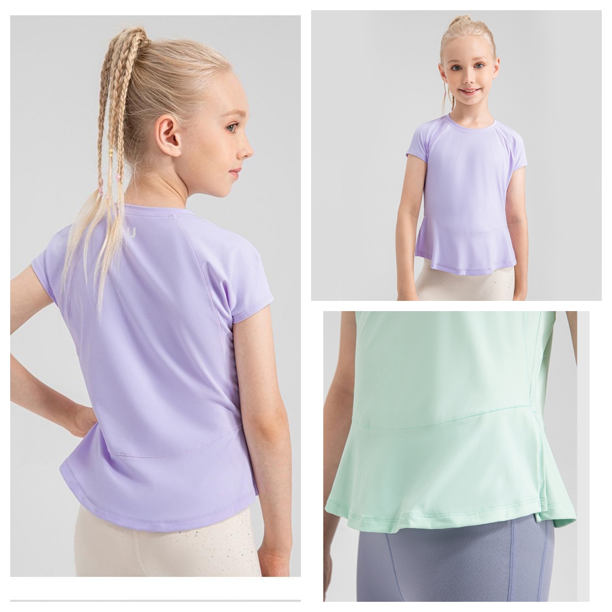 Uu-1882 Loose Yoga Short Sleeved Kids's Casual Running Dance Breathable Shirts