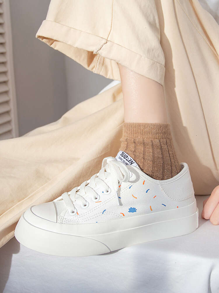 Superone canvas Japanese ugly cute I women's new summer and autumn breathable white shoes
