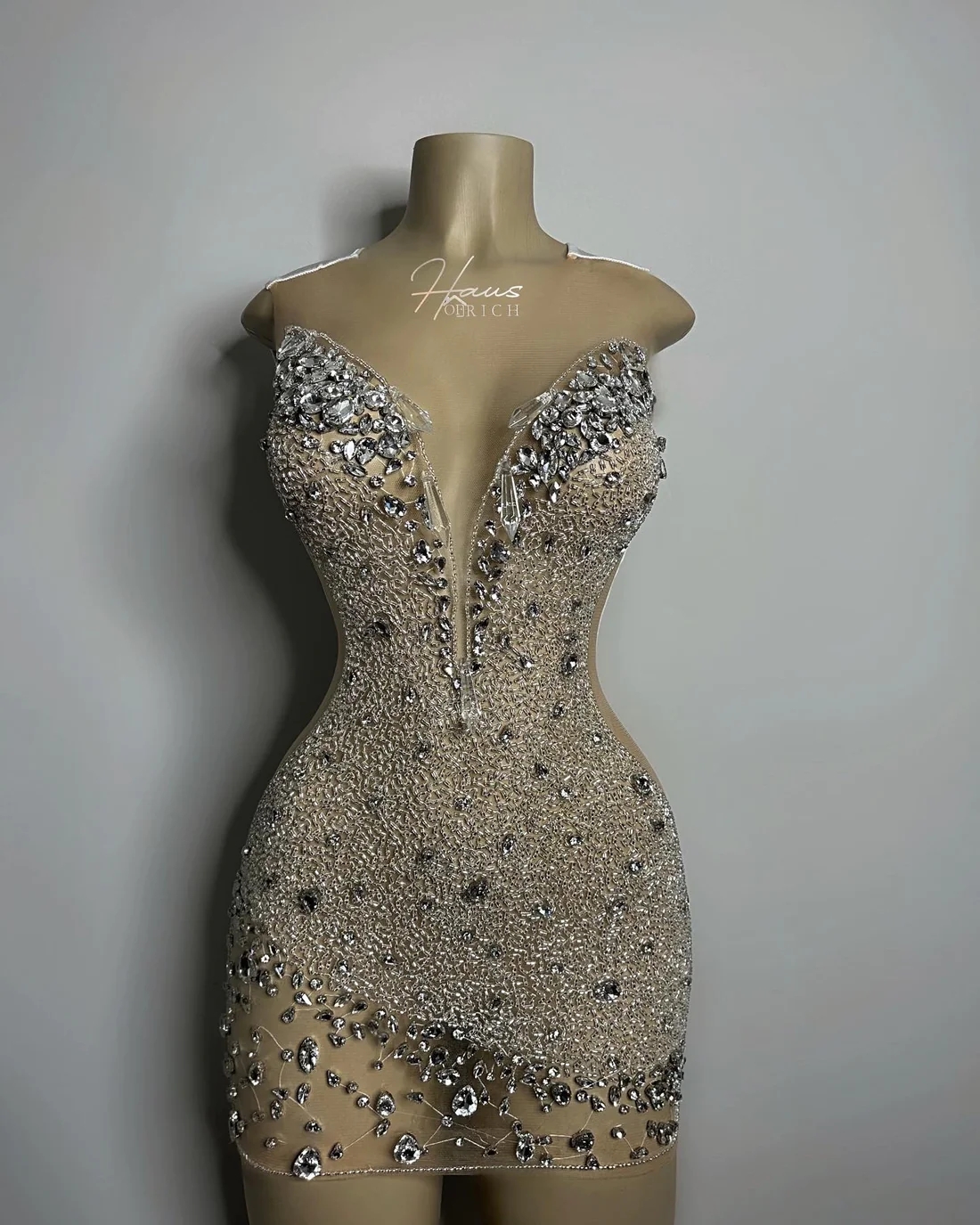 Luxury Sexy Sheer Crystals Short Prom Dresses For Black Girls See Through African American Cocktail Dresses Birthday Party Homecoming Gowns