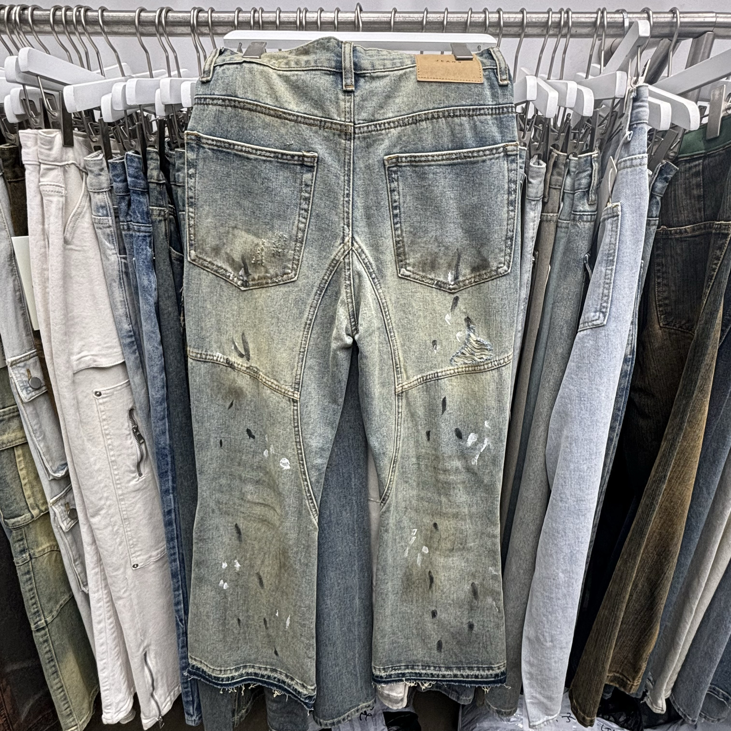 Vintage Printed Jeans for Men Clothing Street Fashion Hip Hop Washed Mens Jeans Casual Baggy Pants