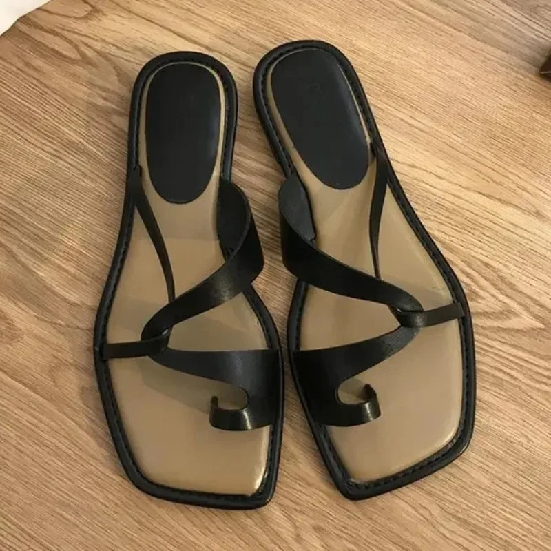 Women Clip Toe Flip Flops Casual Non-slip Female Beach Mules Sandals New Korean Version Outdoor Fashion Flat Sandals Summer 250225