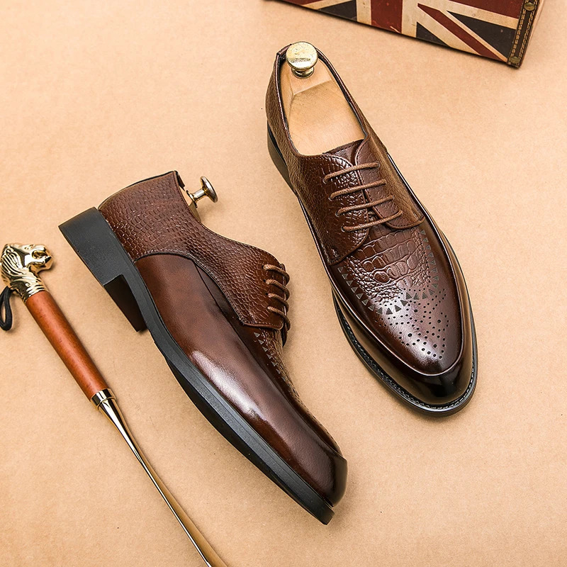 Men Casual Shoes Brock Oxford Retro Leather Men Formal Shoes Spring Mens Shoes For Men Office Social Derby Shoes 240617