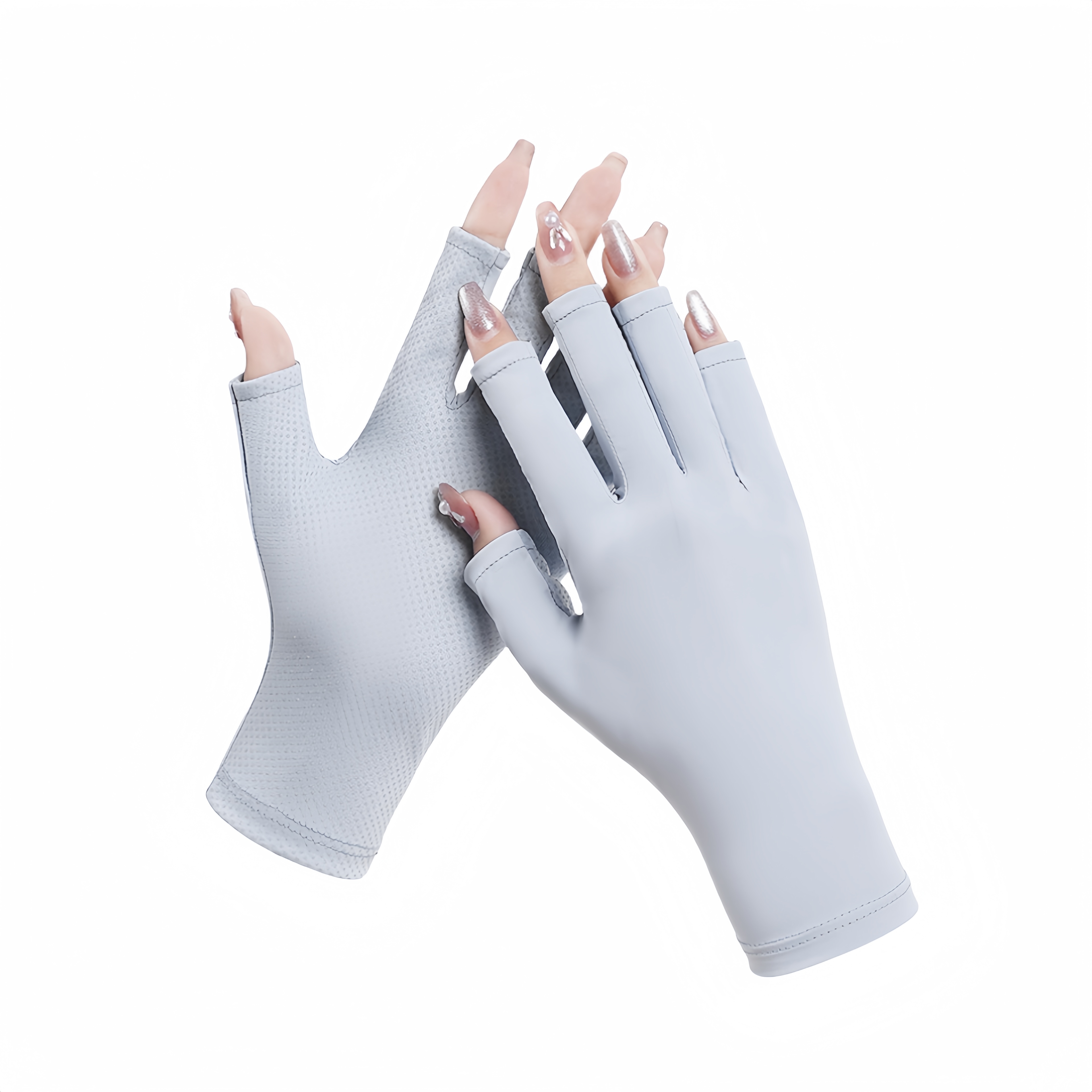 New Nail Gloves Summer Women's Skin friendly Breathable Sunscreen Half Finger Ice Silk Gloves