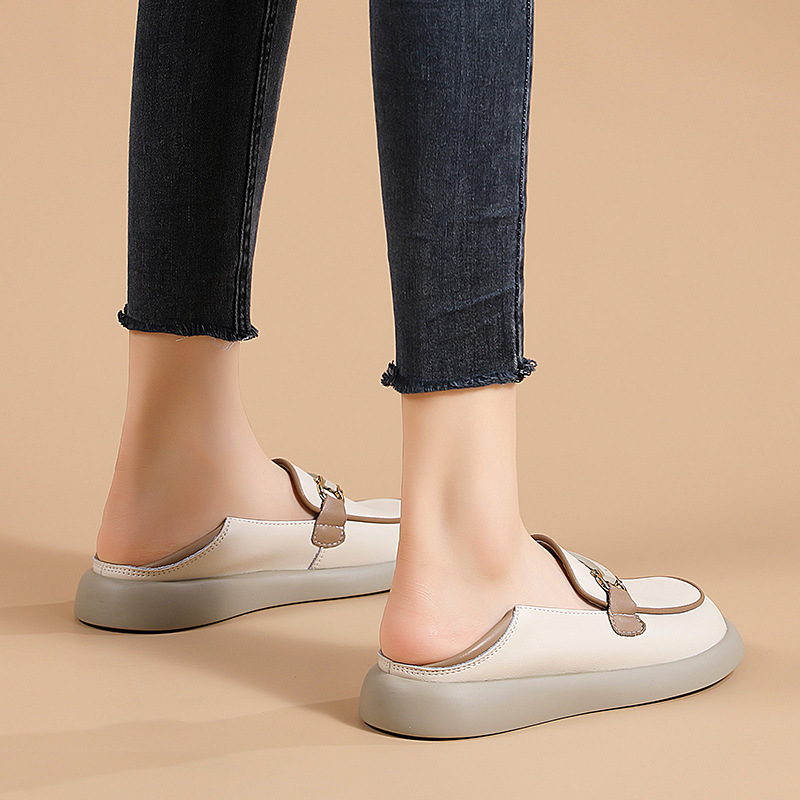 Slip-on flat bean shoes 2024 spring new soft sole loafers casual comfortable pregnant women mother shoes