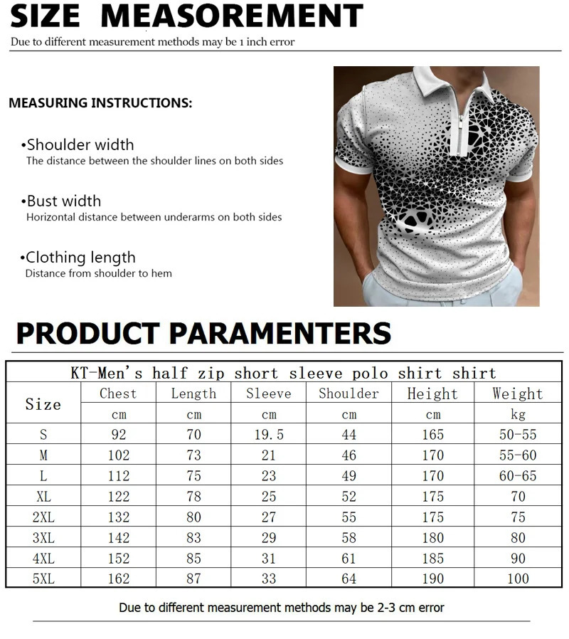 Digital Pattern Mens Shirt Slightly Elastic Breathable Zipper Outdoor Casual Short-Sleeved Shirt 3D Printing Sports T-Shirt 240618