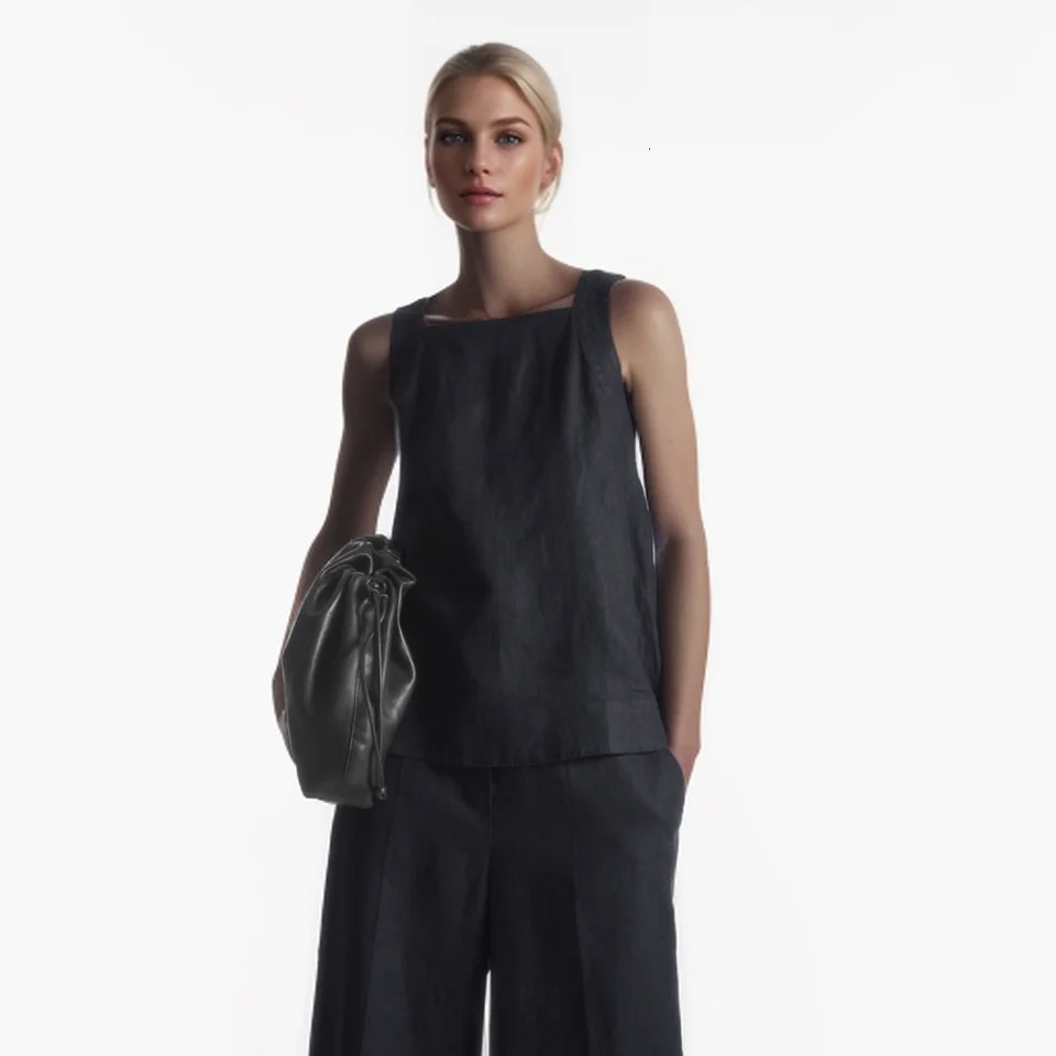 Cos Lris Summer Womens Clothing Casual Versatile Loose Back Bow Decorated Sleeveless Camisole Top 240617