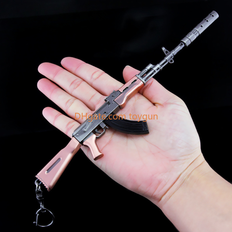 3D 1:3 AKM Mini Size Detachable Toy Gun Cannot Shoot Model Metal 21cm Small Alloy Keychain Look Real Collection Cs Pubg Jedi Prop Portable Durable Gif - view 5