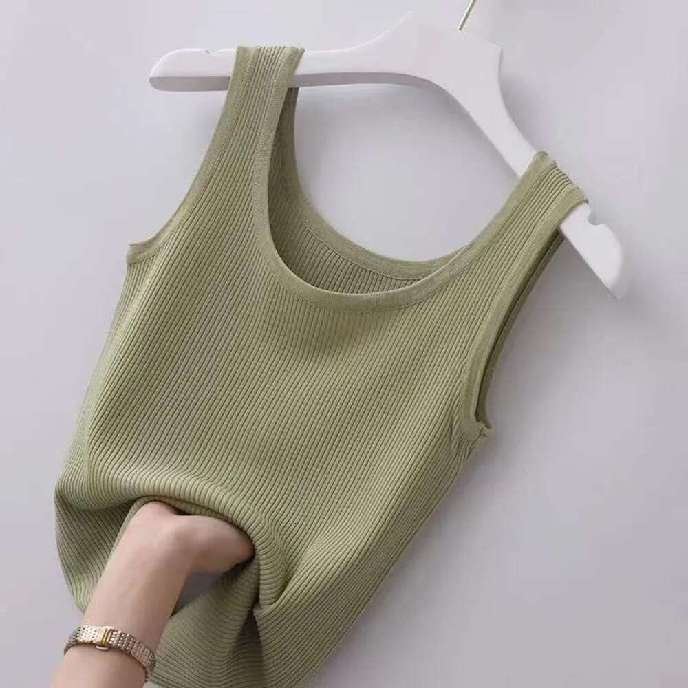Ice thread vest in large size, slim fit external wear, and a camisole bottom for women with thin sleeveless sleeves