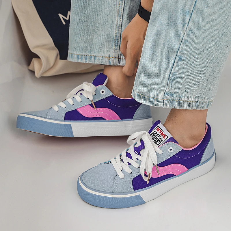 Mens casual sports shoes personalized mixed color skateboarding outdoor running tennis sports shoes flat sports shoes couple 35-44 240617