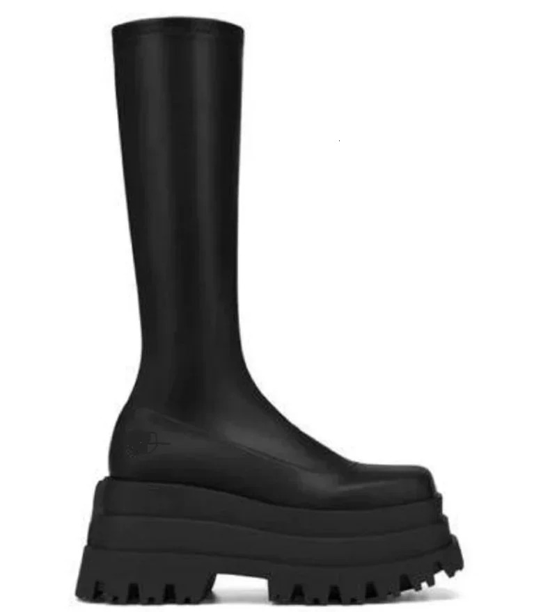 Martin Thick Sole Slope Heel Square Head Casual Elastic Fashion Short Boots Anti Slip Women Shoes 240618
