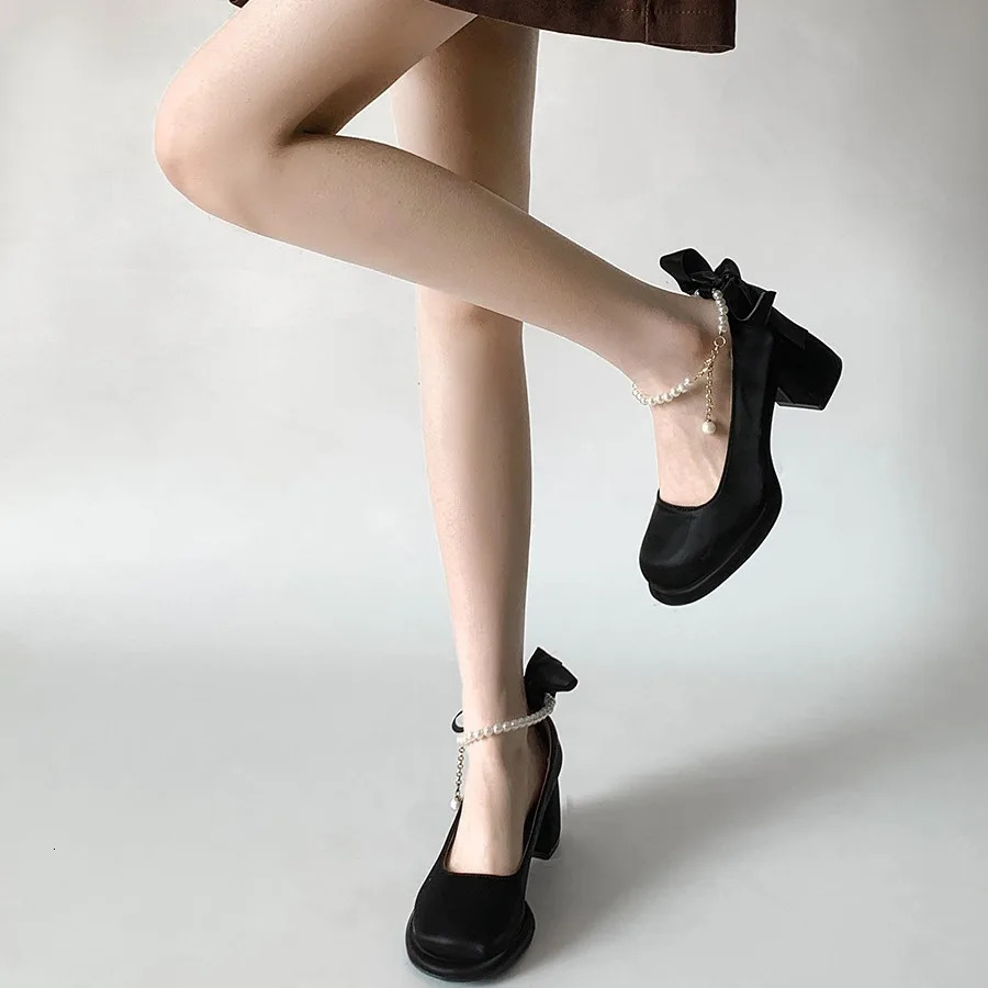 Thick Heel High Heels pumps Womens Autumn and Winter Black Figure Retro Mary Jane Single Shoes womens shoes 240618
