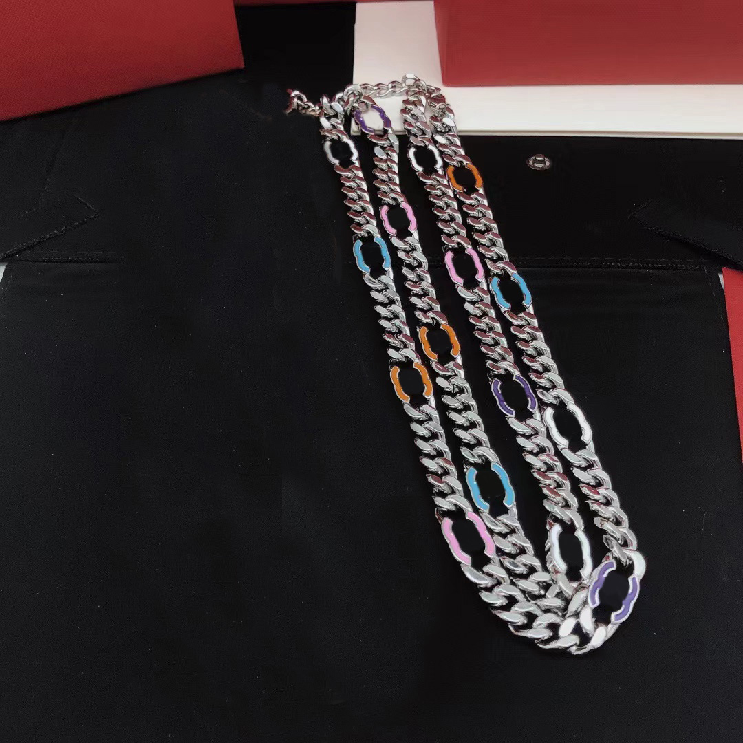 2025 new New Color enamel letter sweater Fashion Exquisite brand Designer Chain Long Necklace Gift Jewelry Brass material Gold Sier Optional