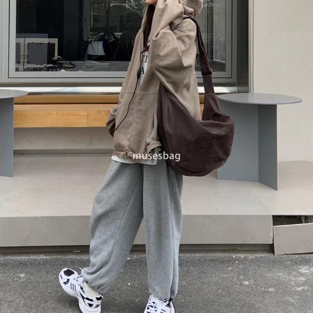 New trendy design Korean version women bag single shoulder crossbody dumpling bag canvas women bag niche design large capacity college student bag
