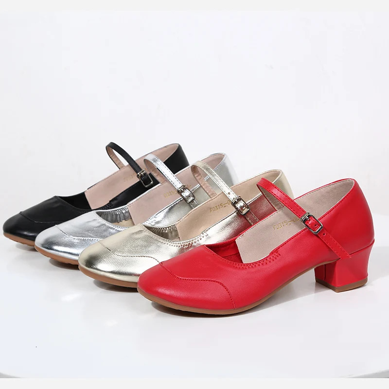 Girls Woman Ladies for Dance-Shoes Latin Ballroom Modern Salsa Practise Dancing Shoes Closed Toe Square Dance Soft Rubber Sole