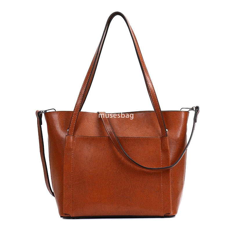 High quality women designer classic retro multifunctional bag European and American fashion large capacity oil wax leather single shoulder crossbody b