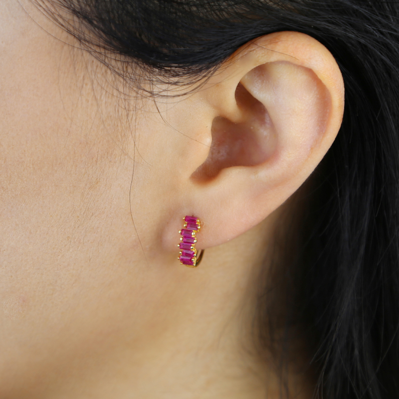 Sterg Sier Rainbow Zircon Hoop Earrings | Bg CZ Hie Hoops for Women