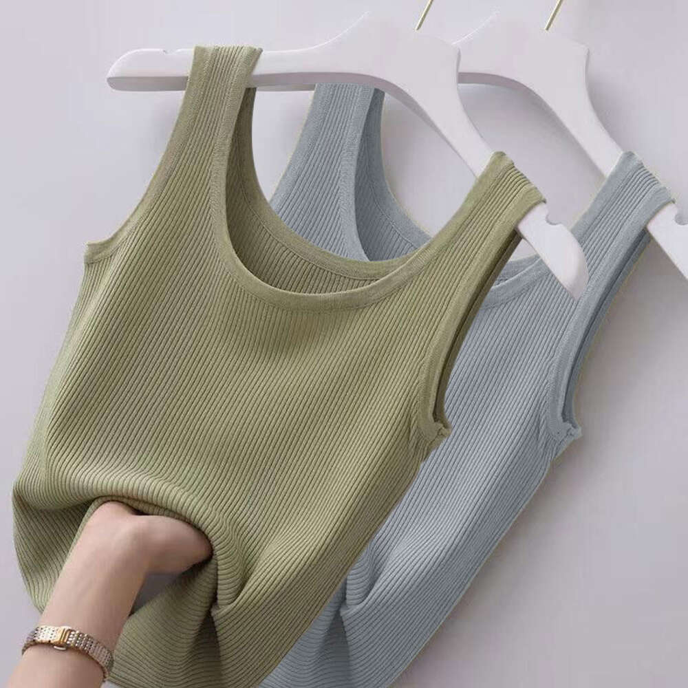 Ice thread vest in large size, slim fit external wear, and a camisole bottom for women with thin sleeveless sleeves